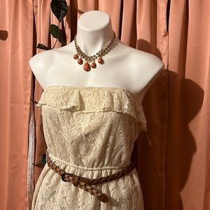 High Low Ivory Dress with belt